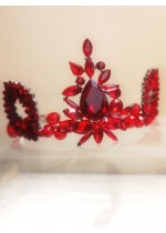 Дизайнерска корона с кристали в червено модел Absolute Red Rose by Rosie
